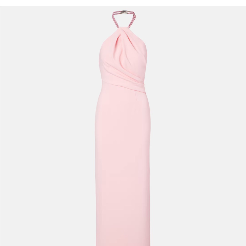 Solace London Riva Embellished Pink Halterneck Gown